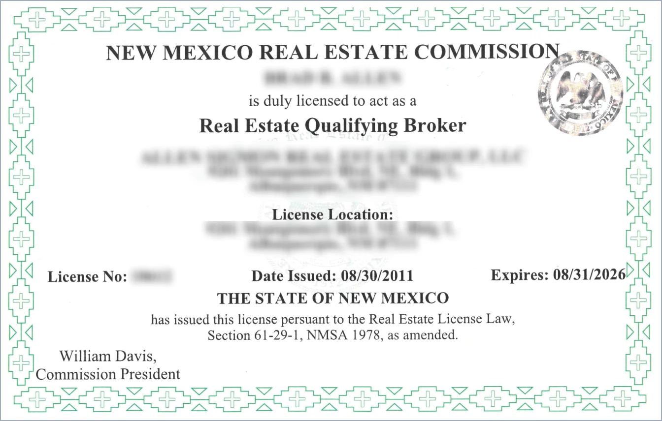 Sample: Broker/Real Estate License