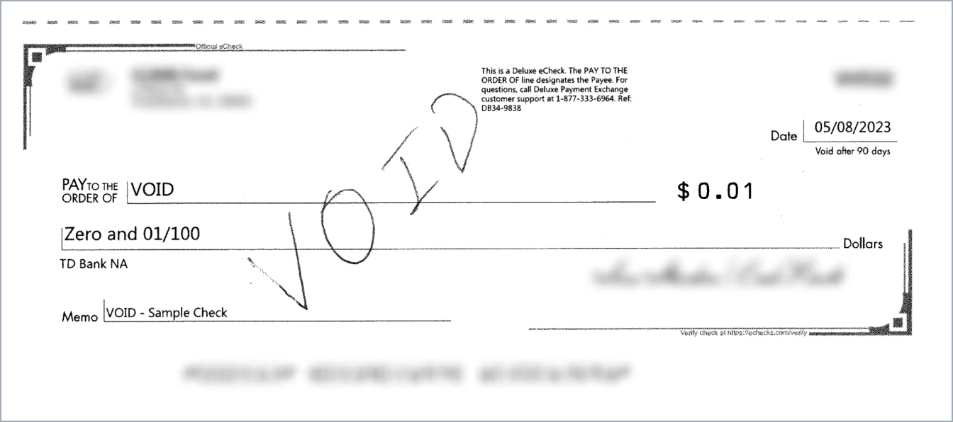 Sample: Voided Check
