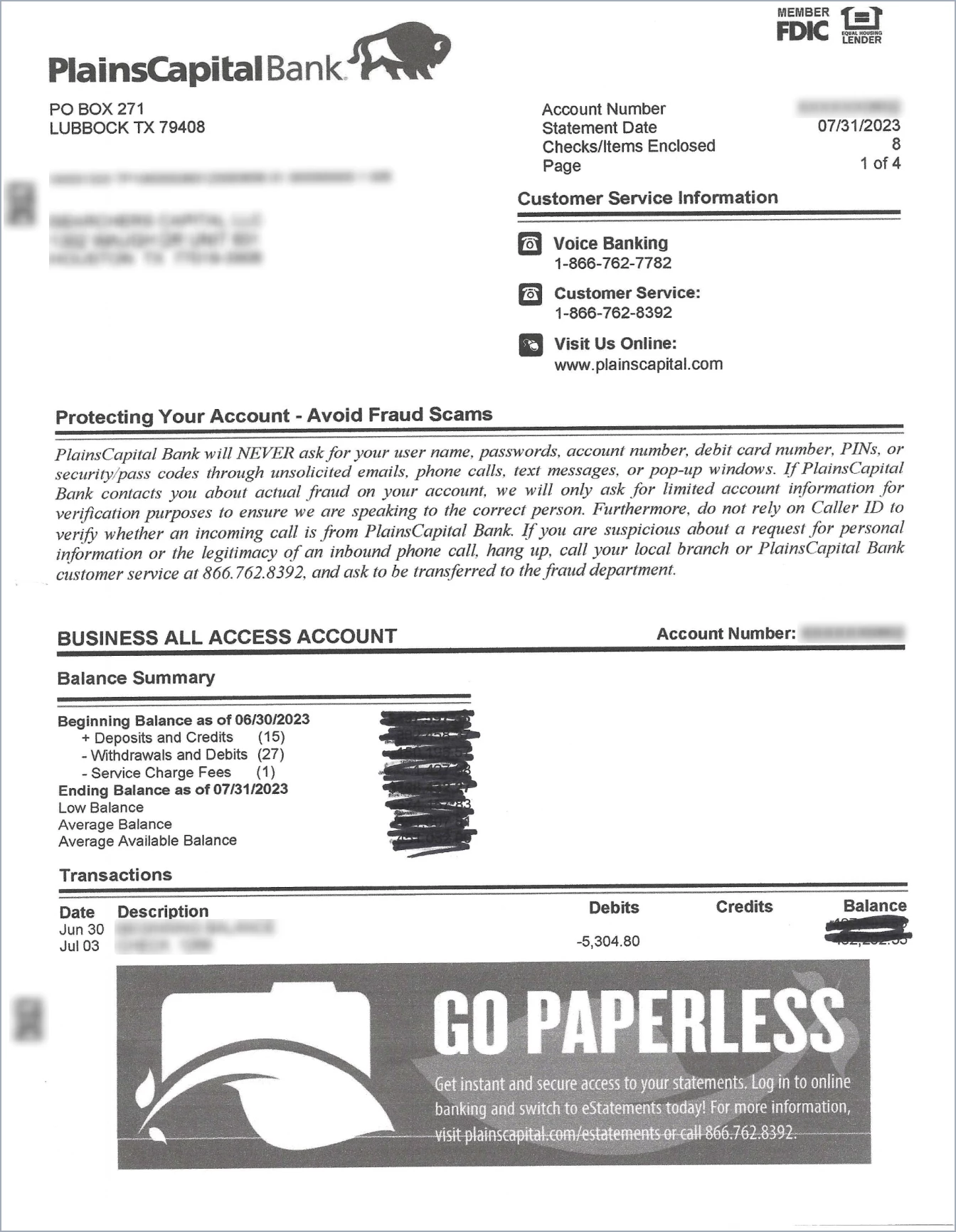 Sample: Account Statement