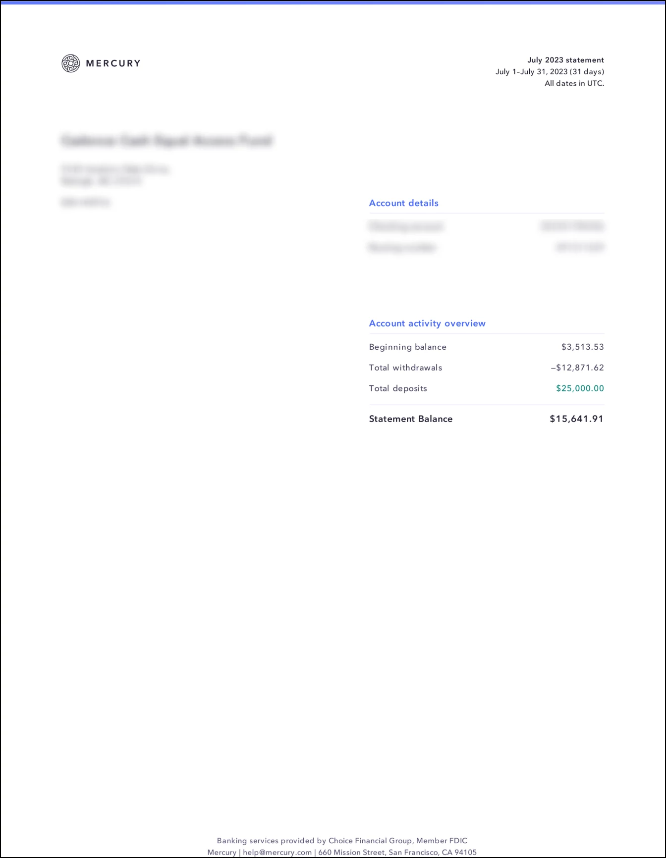 Sample: Account Statement