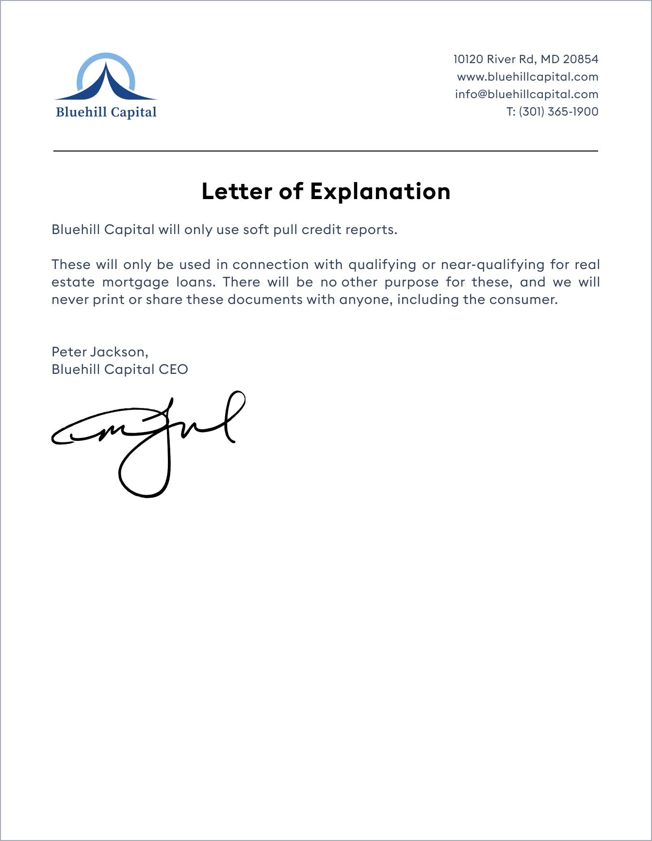 Sample: Letter of Explanation