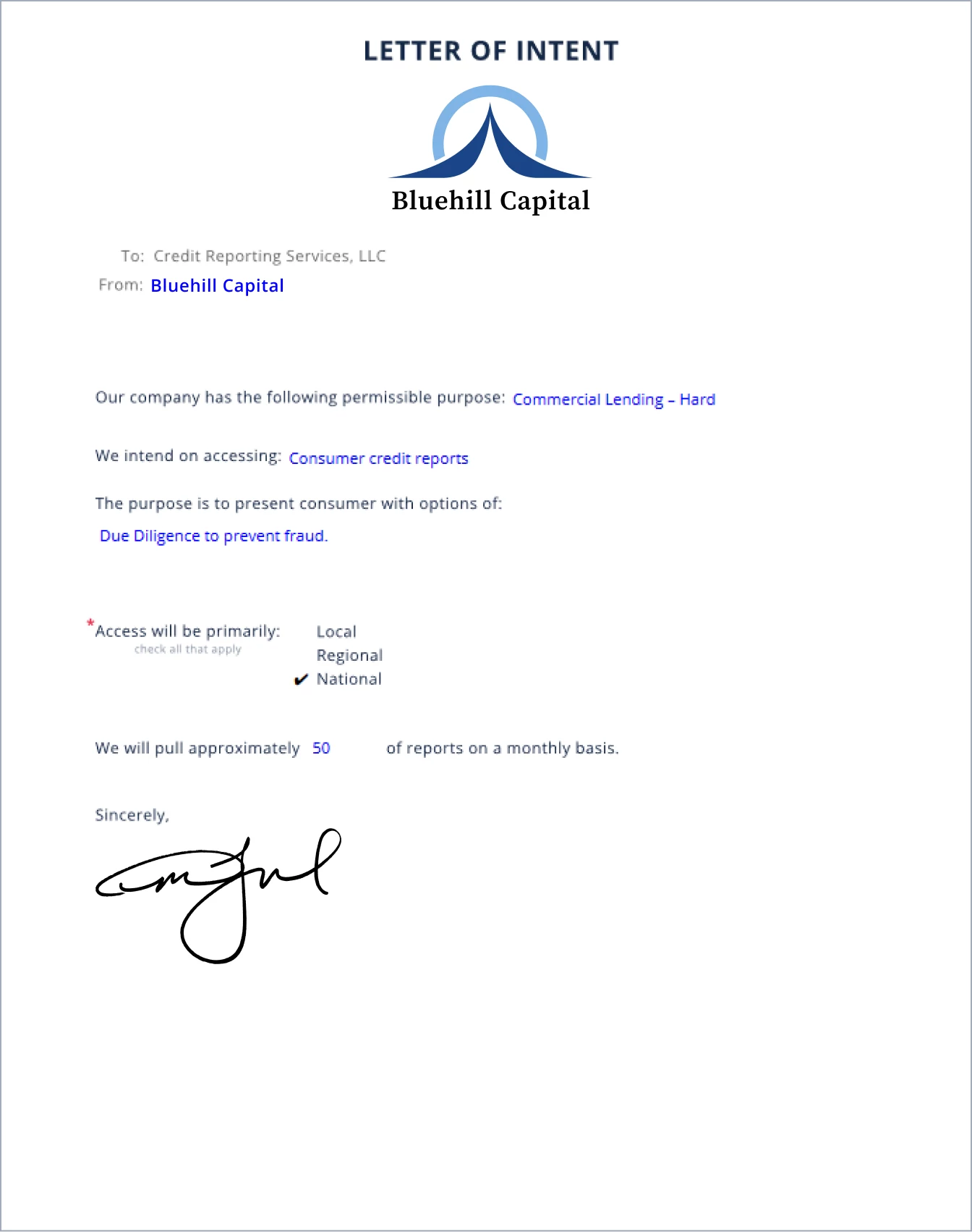 Sample: Letter of Intent (digitally signed)