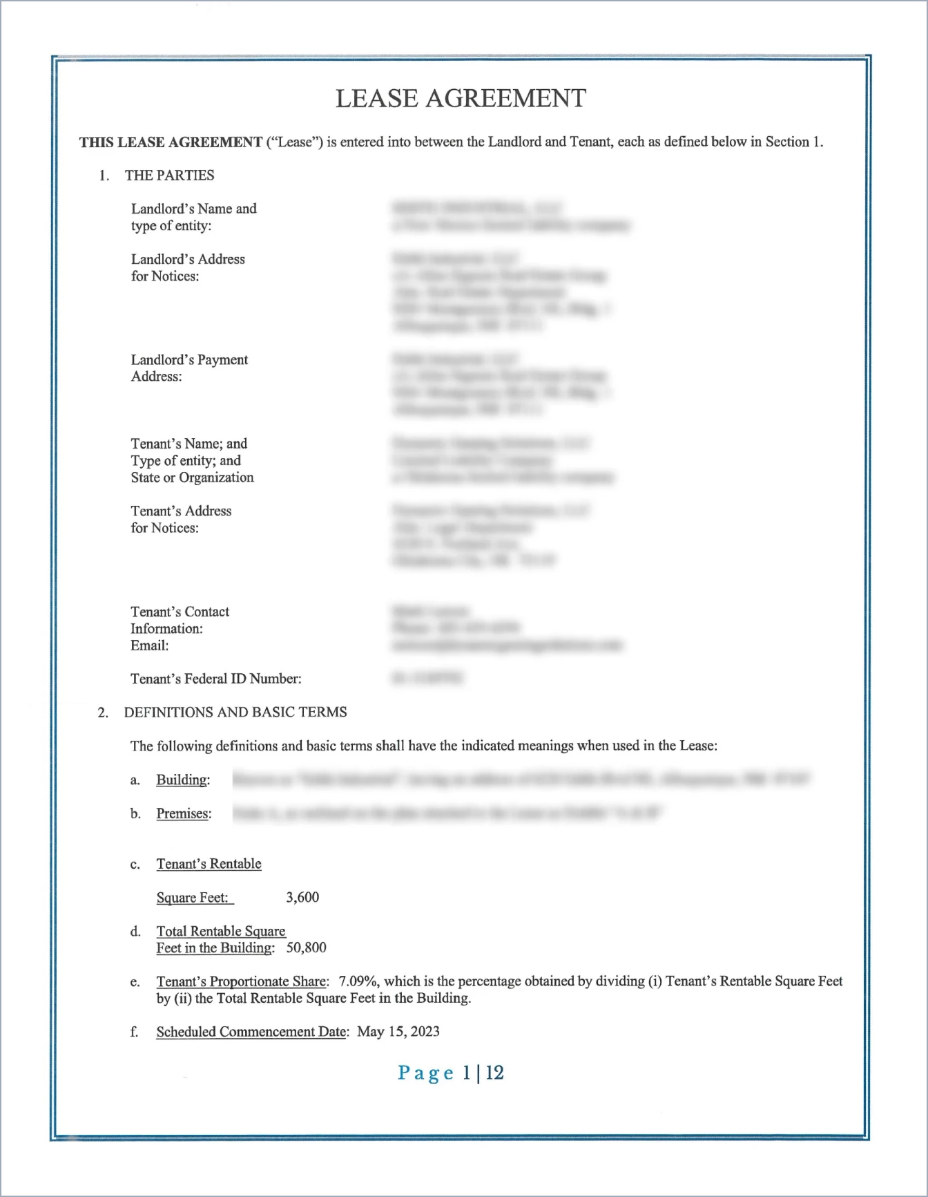 Sample: Lease Agreement